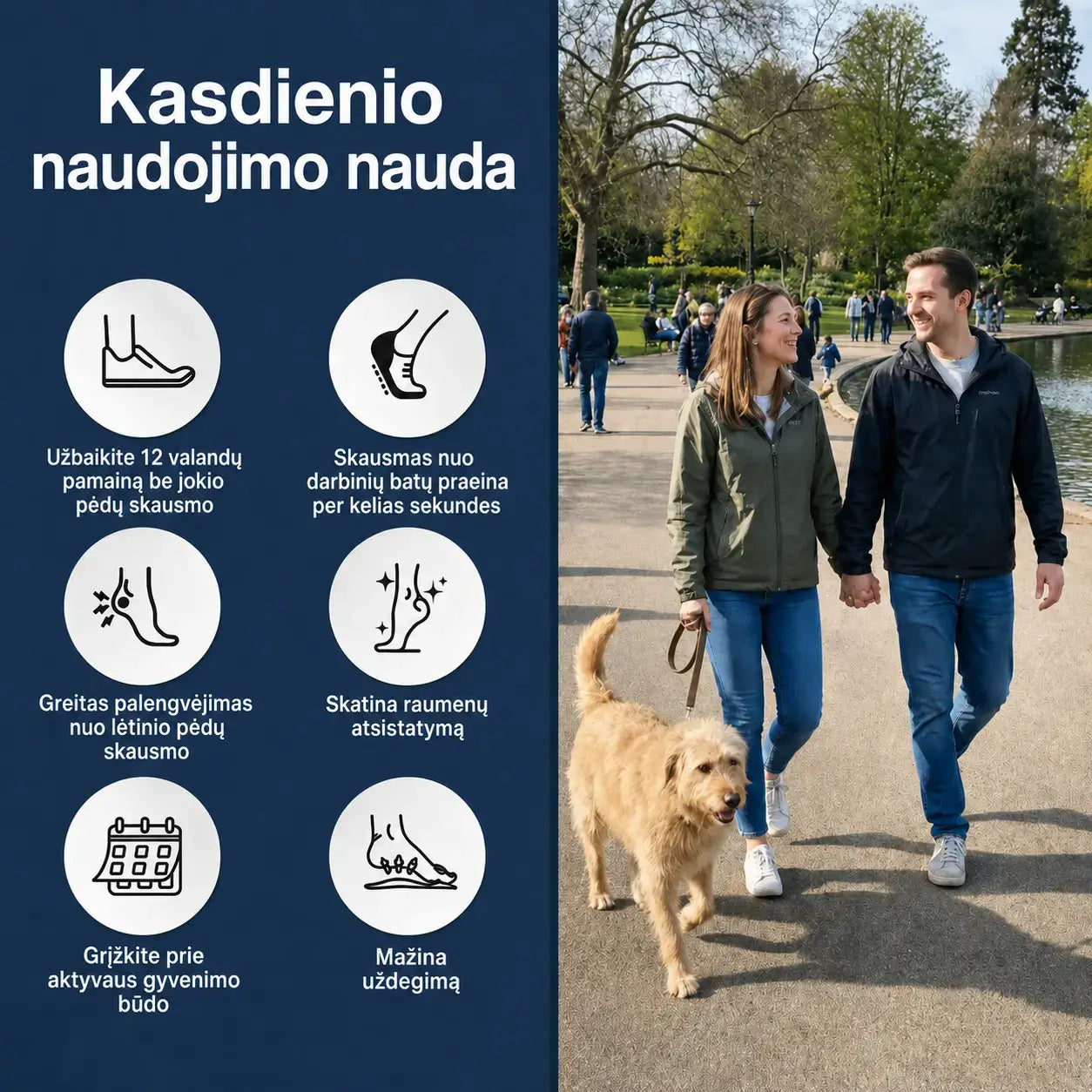 KOMFORTA+ Palaiko pėdos skliautą bei stimuliuoja kraujotaką vienu metu