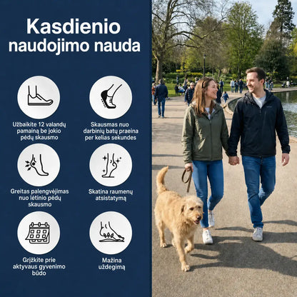 KOMFORTA+ Palaiko pėdos skliautą bei stimuliuoja kraujotaką vienu metu